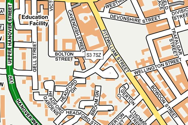 S3 7SZ map - OS OpenMap – Local (Ordnance Survey)