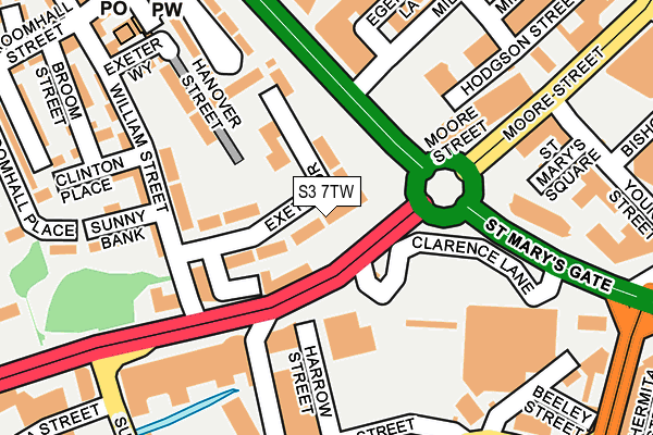 S3 7TW map - OS OpenMap – Local (Ordnance Survey)