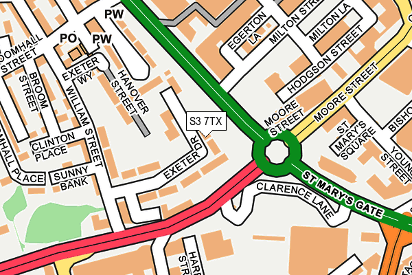 S3 7TX map - OS OpenMap – Local (Ordnance Survey)