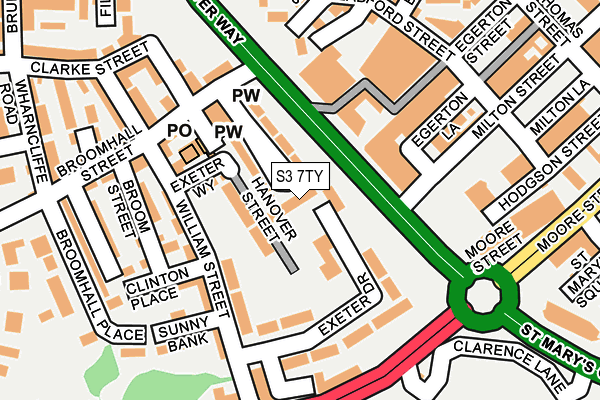 S3 7TY map - OS OpenMap – Local (Ordnance Survey)