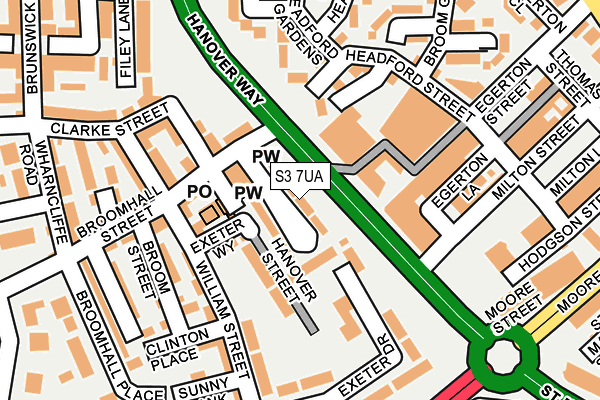 S3 7UA map - OS OpenMap – Local (Ordnance Survey)