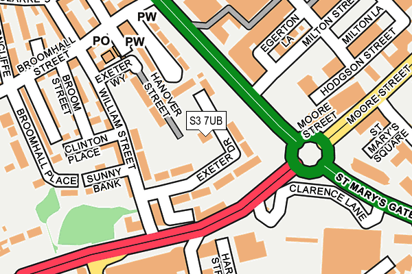 S3 7UB map - OS OpenMap – Local (Ordnance Survey)