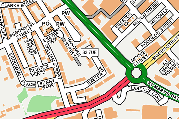 S3 7UE map - OS OpenMap – Local (Ordnance Survey)
