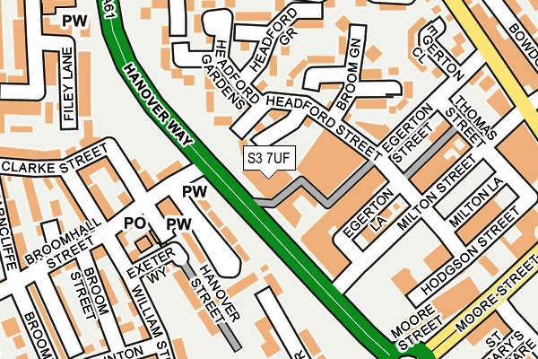 S3 7UF map - OS OpenMap – Local (Ordnance Survey)