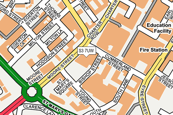 S3 7UW map - OS OpenMap – Local (Ordnance Survey)