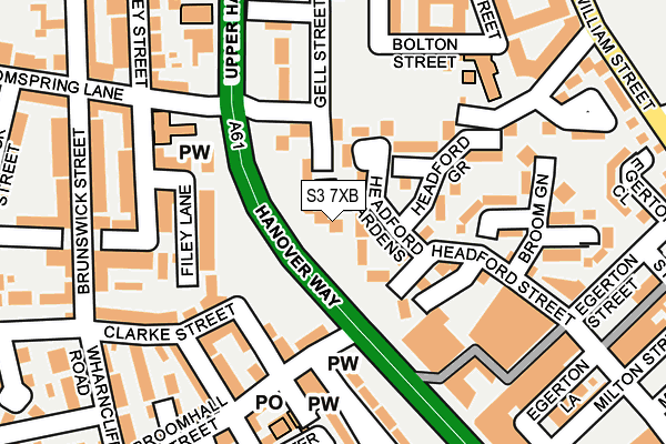 S3 7XB map - OS OpenMap – Local (Ordnance Survey)