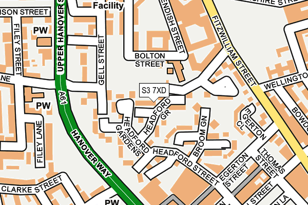 S3 7XD map - OS OpenMap – Local (Ordnance Survey)