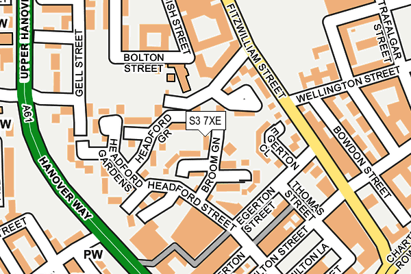 S3 7XE map - OS OpenMap – Local (Ordnance Survey)