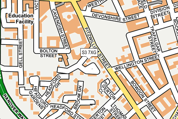 S3 7XG map - OS OpenMap – Local (Ordnance Survey)