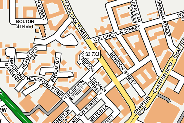 S3 7XJ map - OS OpenMap – Local (Ordnance Survey)