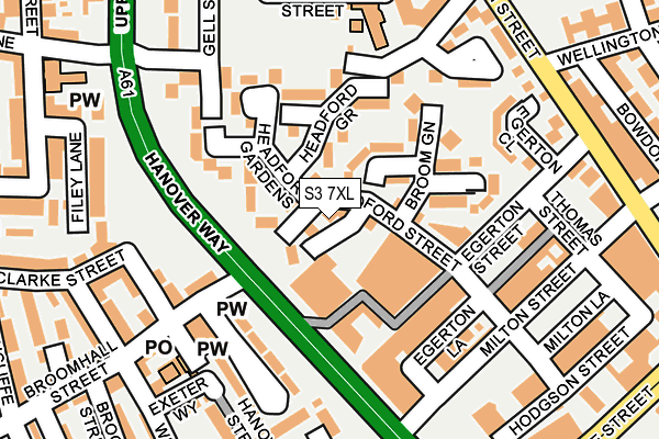 S3 7XL map - OS OpenMap – Local (Ordnance Survey)