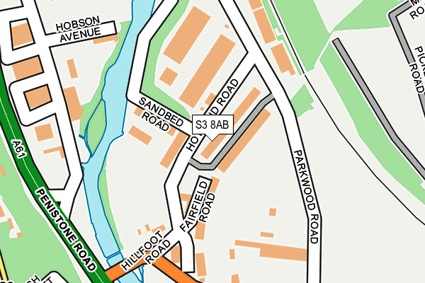 S3 8AB map - OS OpenMap – Local (Ordnance Survey)