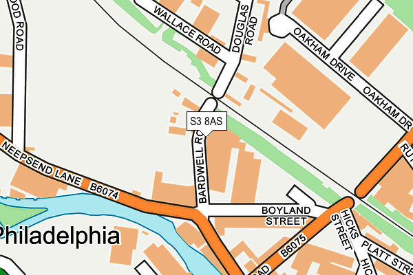 S3 8AS map - OS OpenMap – Local (Ordnance Survey)