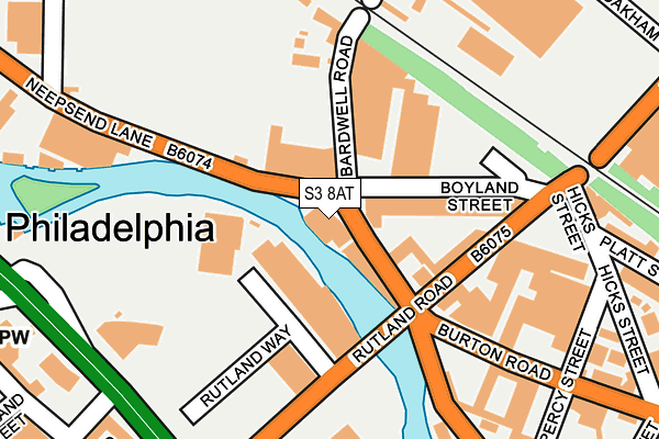 S3 8AT map - OS OpenMap – Local (Ordnance Survey)