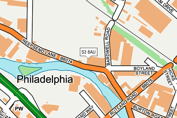 S3 8AU map - OS OpenMap – Local (Ordnance Survey)