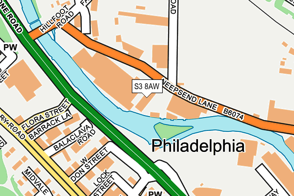 S3 8AW map - OS OpenMap – Local (Ordnance Survey)