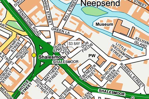 S3 8AY map - OS OpenMap – Local (Ordnance Survey)