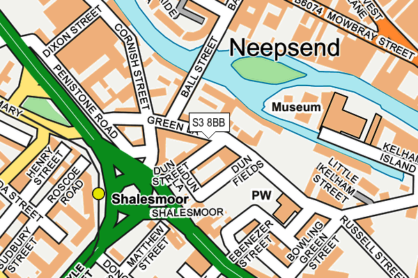 S3 8BB map - OS OpenMap – Local (Ordnance Survey)