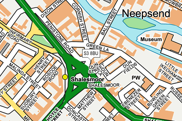S3 8BU map - OS OpenMap – Local (Ordnance Survey)