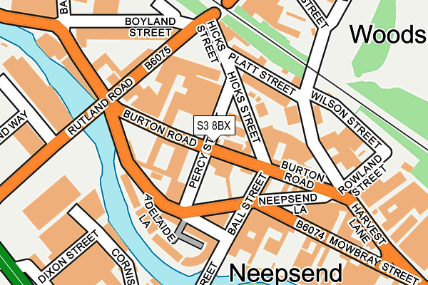 S3 8BX map - OS OpenMap – Local (Ordnance Survey)