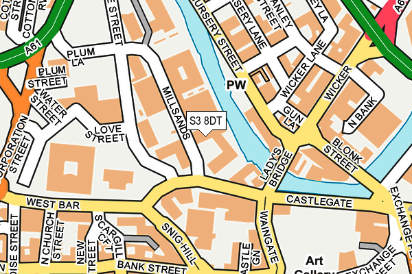 S3 8DT map - OS OpenMap – Local (Ordnance Survey)