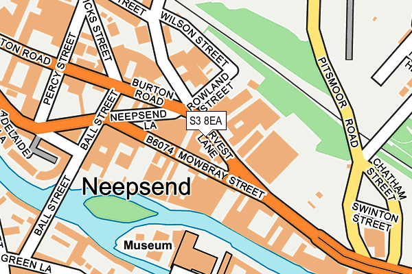 S3 8EA map - OS OpenMap – Local (Ordnance Survey)