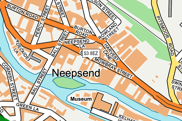 S3 8EZ map - OS OpenMap – Local (Ordnance Survey)