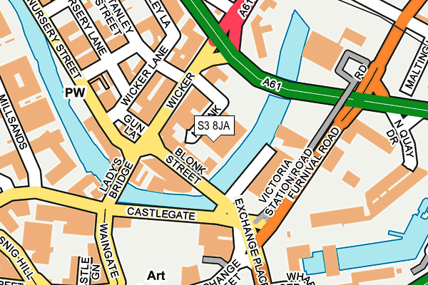 S3 8JA map - OS OpenMap – Local (Ordnance Survey)