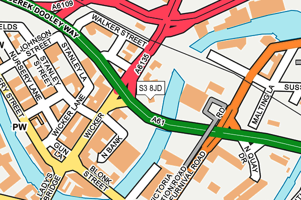 S3 8JD map - OS OpenMap – Local (Ordnance Survey)