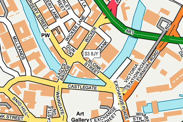 S3 8JY map - OS OpenMap – Local (Ordnance Survey)