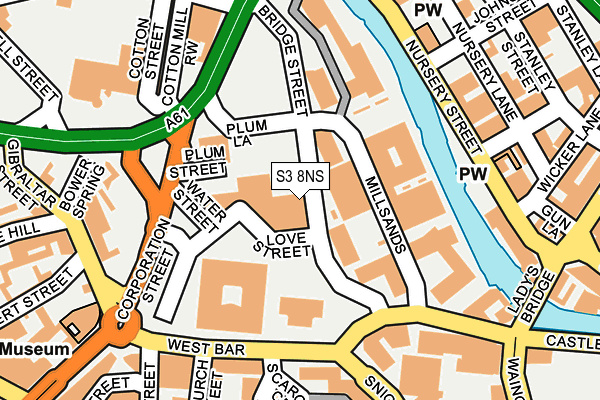 S3 8NS map - OS OpenMap – Local (Ordnance Survey)