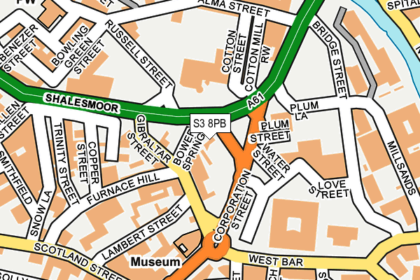 S3 8PB map - OS OpenMap – Local (Ordnance Survey)