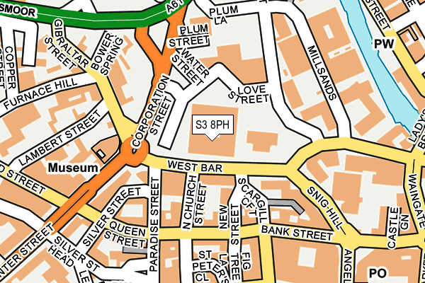 S3 8PH map - OS OpenMap – Local (Ordnance Survey)