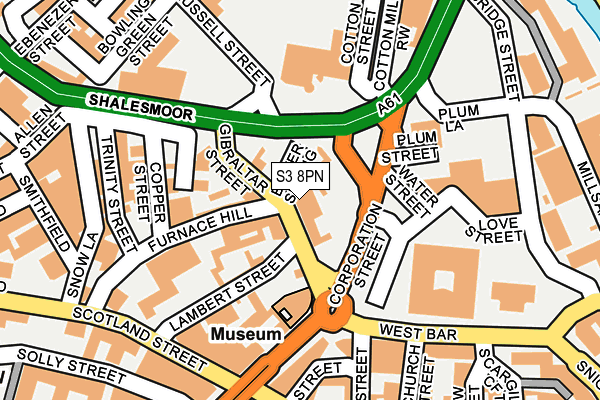 S3 8PN map - OS OpenMap – Local (Ordnance Survey)