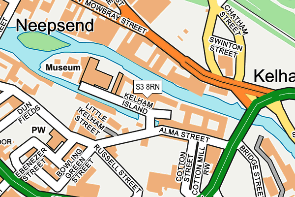 S3 8RN map - OS OpenMap – Local (Ordnance Survey)