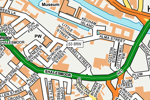 S3 8RW map - OS OpenMap – Local (Ordnance Survey)