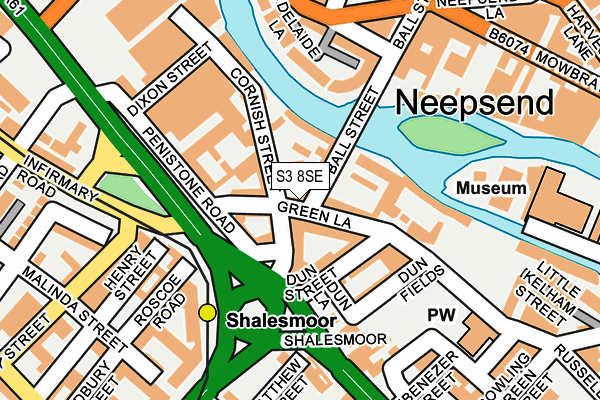 S3 8SE map - OS OpenMap – Local (Ordnance Survey)