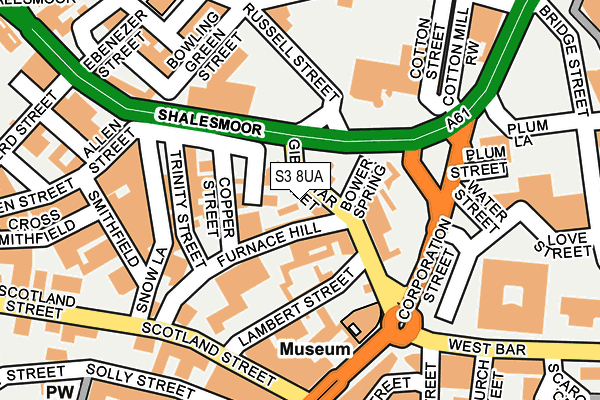 S3 8UA map - OS OpenMap – Local (Ordnance Survey)