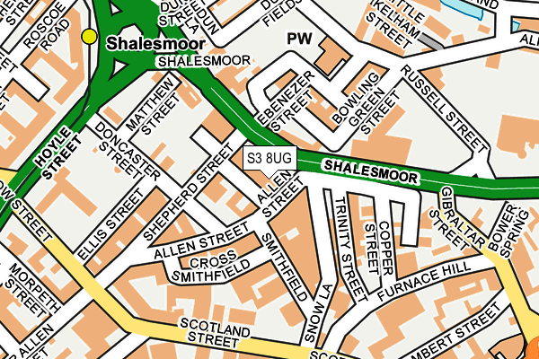 S3 8UG map - OS OpenMap – Local (Ordnance Survey)