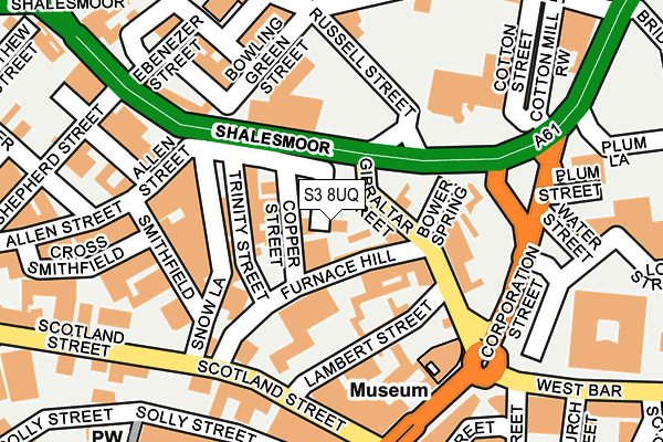 S3 8UQ map - OS OpenMap – Local (Ordnance Survey)