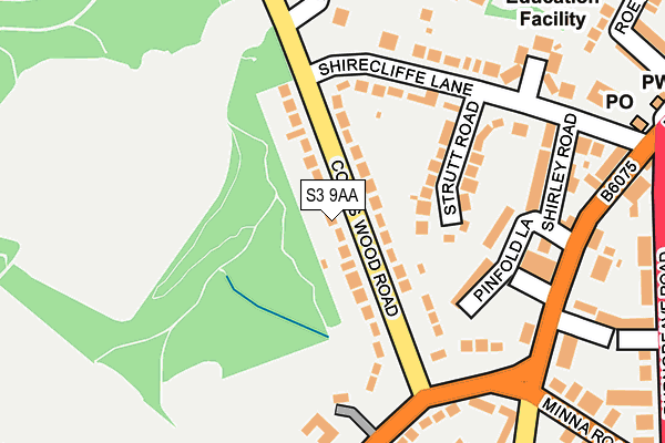 S3 9AA map - OS OpenMap – Local (Ordnance Survey)
