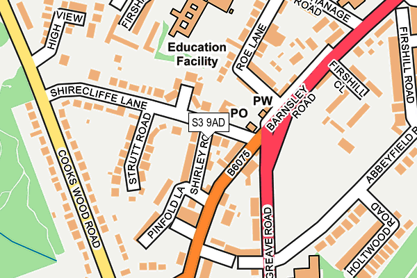 S3 9AD map - OS OpenMap – Local (Ordnance Survey)