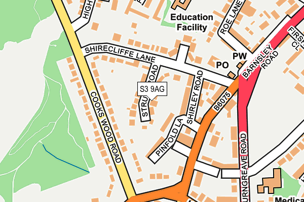 S3 9AG map - OS OpenMap – Local (Ordnance Survey)