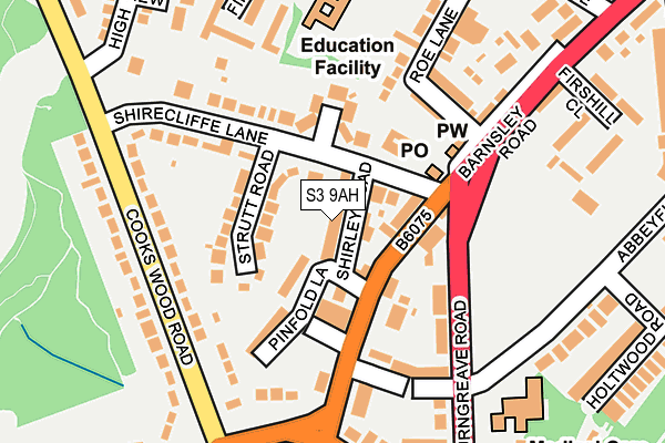 S3 9AH map - OS OpenMap – Local (Ordnance Survey)