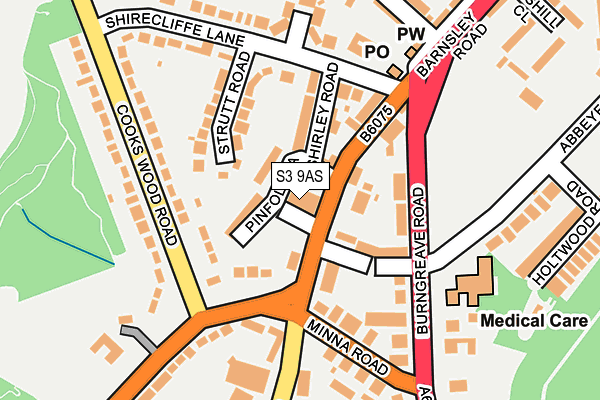 S3 9AS map - OS OpenMap – Local (Ordnance Survey)
