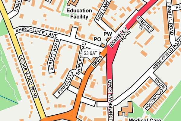 S3 9AT map - OS OpenMap – Local (Ordnance Survey)