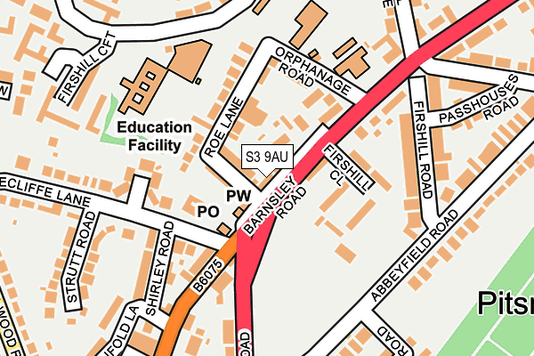 S3 9AU map - OS OpenMap – Local (Ordnance Survey)