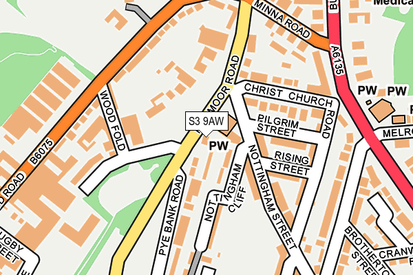 S3 9AW map - OS OpenMap – Local (Ordnance Survey)