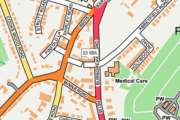 S3 9BA map - OS OpenMap – Local (Ordnance Survey)