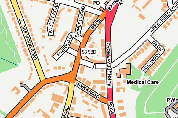 S3 9BD map - OS OpenMap – Local (Ordnance Survey)